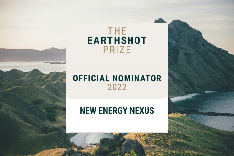 New Energy Nexus is an official nominator for The Earthshot Prize 2022