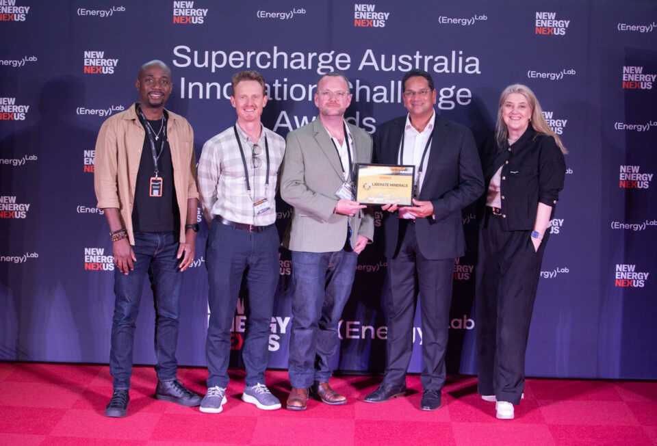 supercharge australia nov 2025 liberate minerals winner derick gyabeng kirk mcdonald ben apfel richard simons megan fisher l r